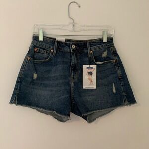 Levi’s high rise distressed stretchy jean shorts